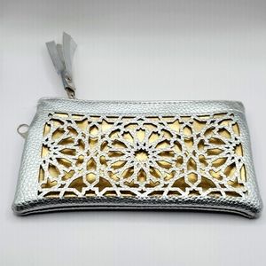 Little Leather Cutwork Wallet Silver and Gold made by artisans in Morocco